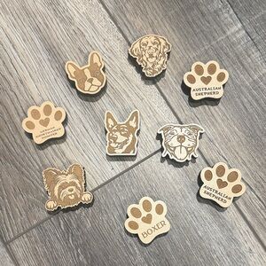 9 piece set Wooden Dog Breed Magnets Crafting Supplies